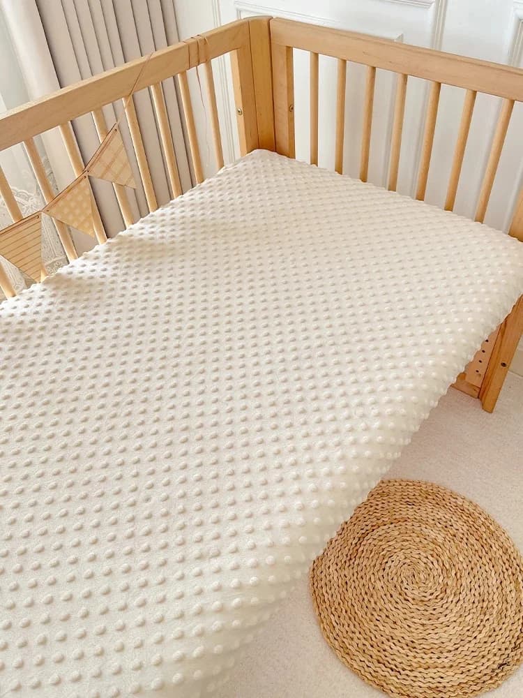 1 Pc Effen Kleur Gestippelde Flanel Wieg Laken Wieg Matras Kinderen Bed Cover Voor Pasgeboren Wieg Wieg Laken beddengoed