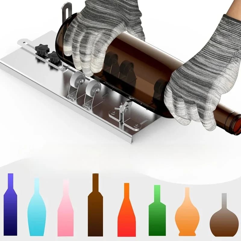 Glazen Flessensnijder Opgewaardeerde Flessensnijset Met Veiligheidshandschoenen Voor Het Snijden Van Wijnbier Champagnesnijder Voor Ronde Fles