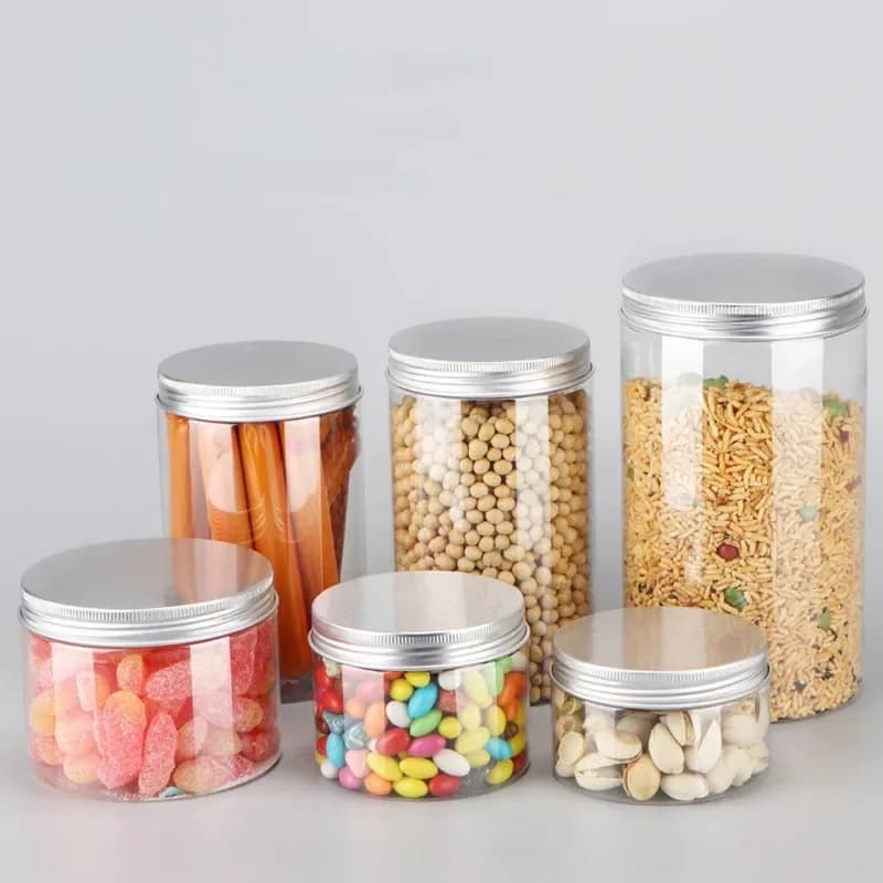 Groothandel 10/30/50 stuks lege plastic doorzichtige cosmetische potten PET-voedselpot make-upcontainer met zilveren aluminium deksel afdichting