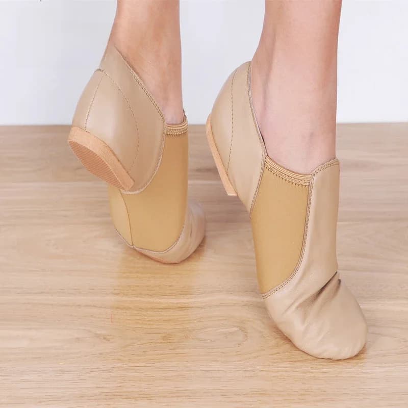 Echt leer Jazzdansschoenen Tan Zwart Antislipzool Balletschoenen Hoge kwaliteit Volwassenen Danssneakers voor meisjes Vrouwen