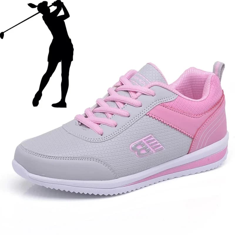 Comfortabele Golfschoenen Voor Dames, Witgrijze Hardloopschoenen Voor Meisjes, Klassieke Casual Wandelschoenen Voor Dames