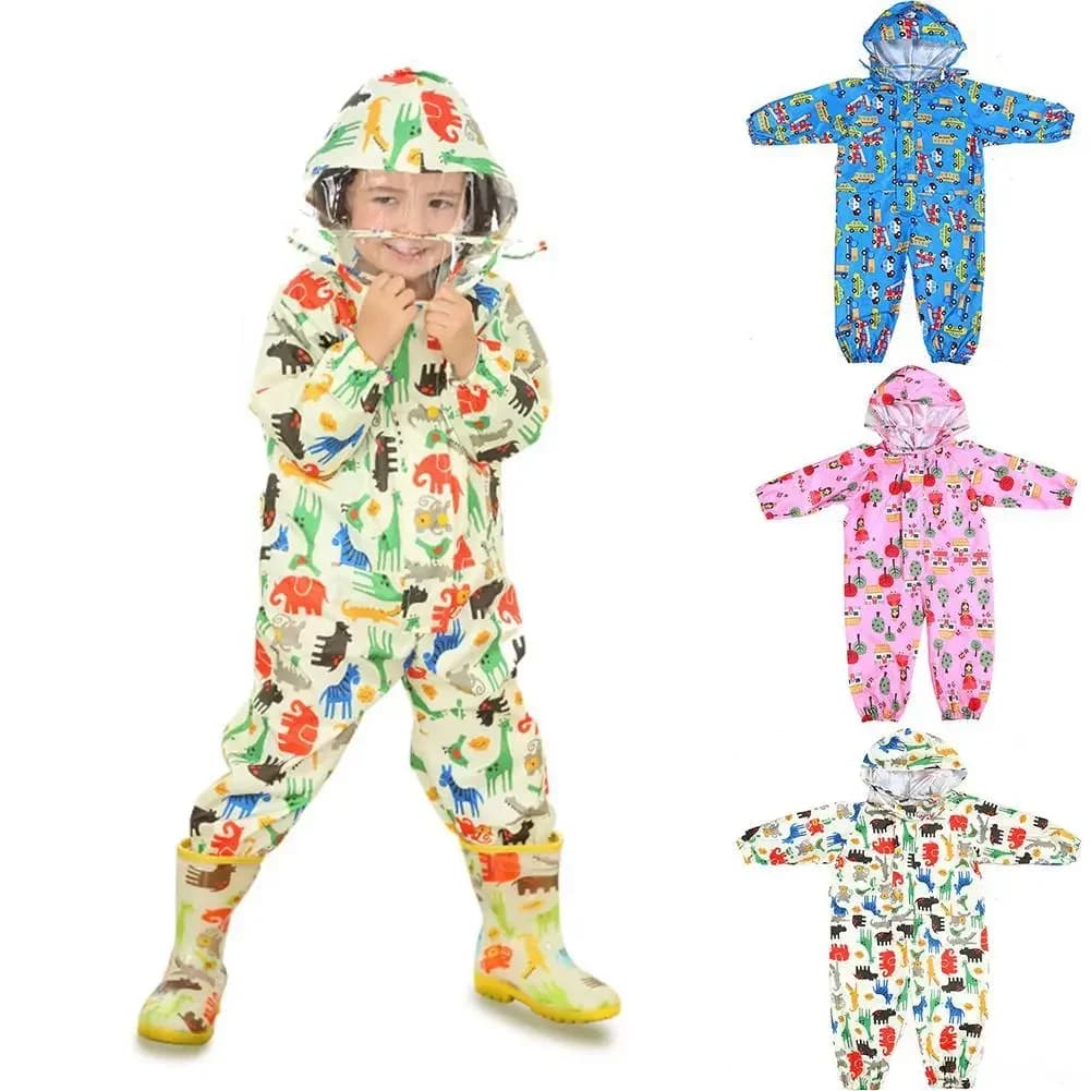 Kinderregenjas Waterdichte regenponcho Cartoon dinosaurus Kinderen School Student Jumpsuit Regenpak Jongens en meisjes Reisregenkleding
