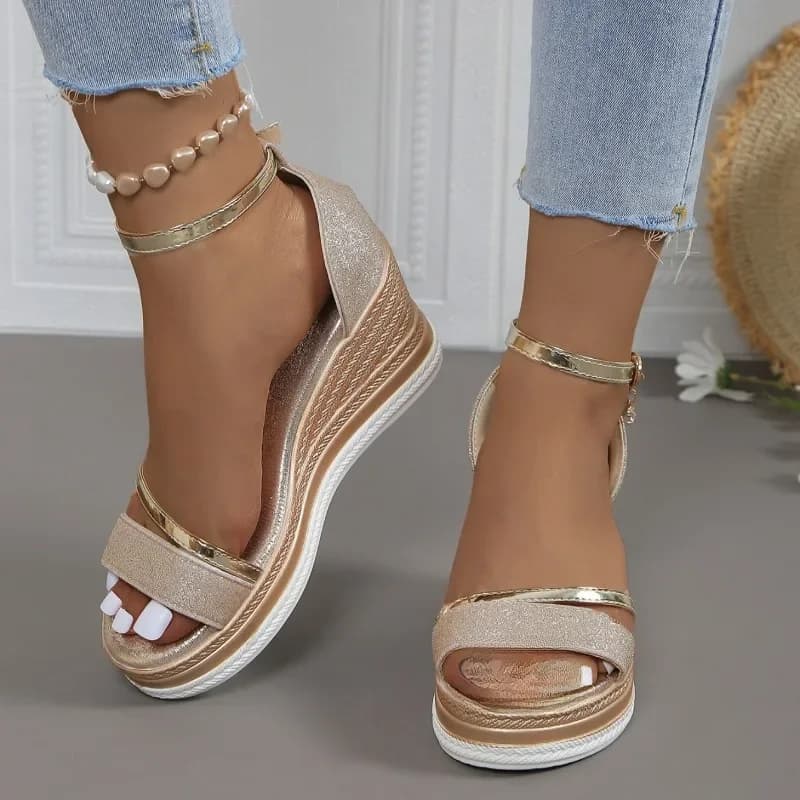 2024 Nieuwe Zomer Vrouwen Sleehakken Sandalen Mode Effen Kleur Schoenen Voor Vrouwen Hoge Hakken Platform Ontwerper Sandalen Zapatos De Mujer