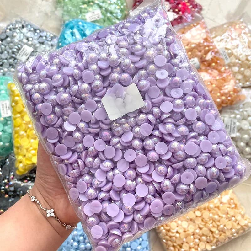Junao 2 4 6 8 10 12 14Mm Paars Ab Plaksteen Parel Half Ronde Steentjes Kralen Bulk Plastic Gems parel Voor Sticker Diy Ambachten