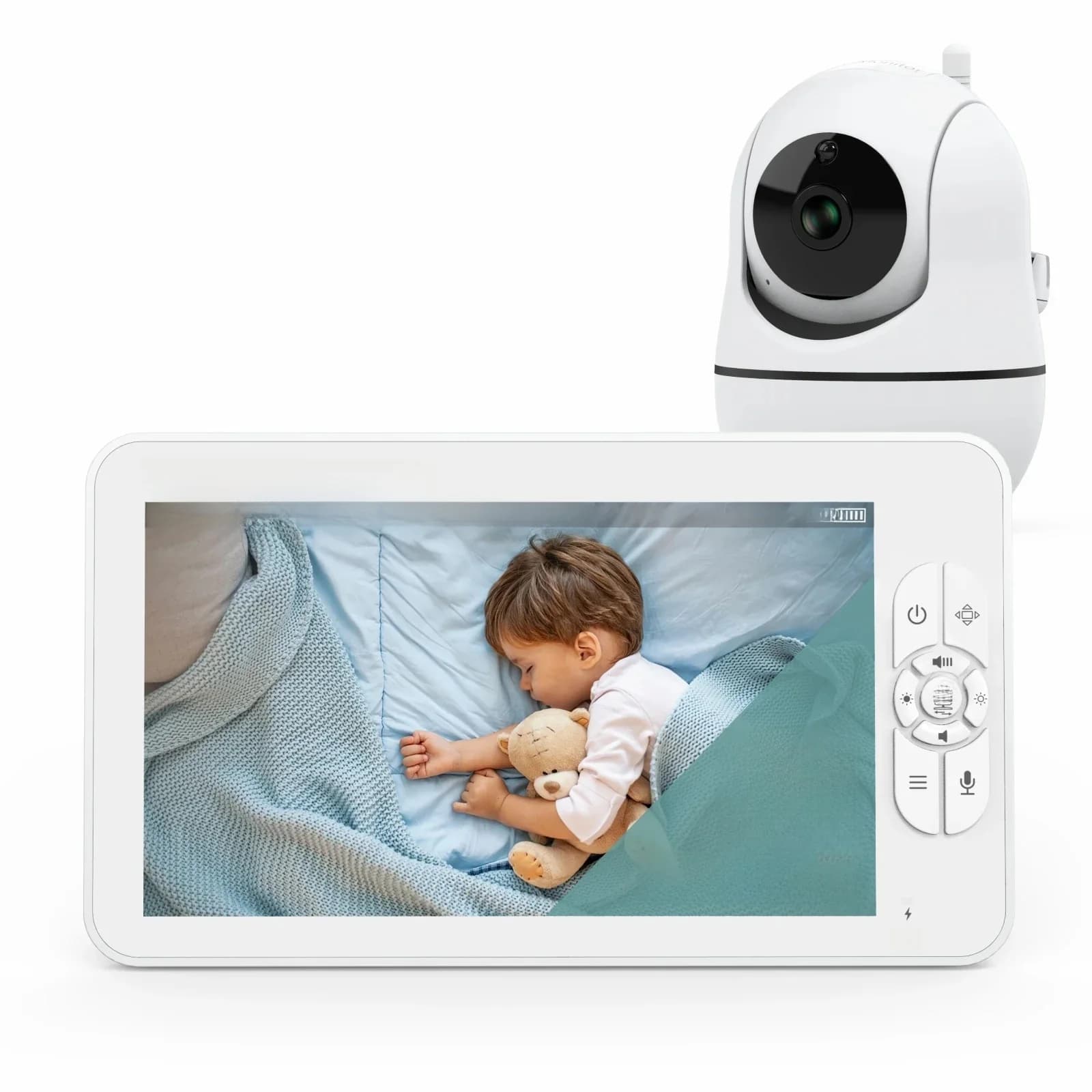 Babystar 7' video-babyfoon, 1080P HD-scherm, IPS, ondersteunt 2 HDCamera's, 24 uur batterijduur, bereik van 300 meter, split-modus, Babyph