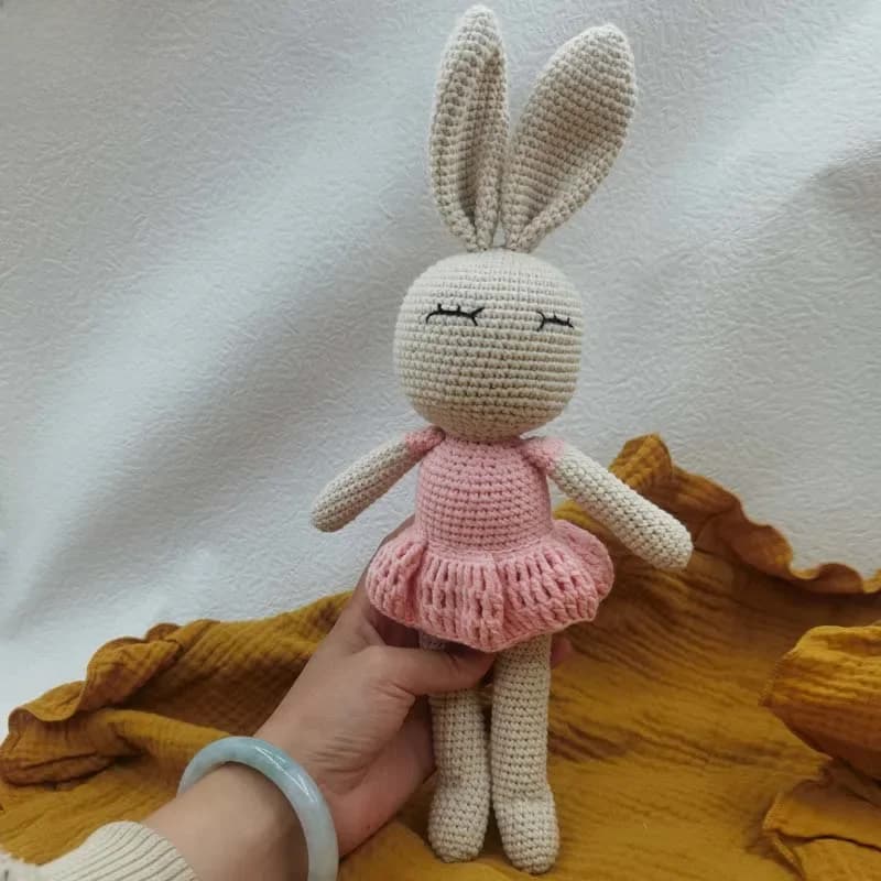 Baby gehaakt gevuld konijntjesspeelgoed Zacht katoen Gebreid pluche konijnpop Mini kawaii knuffelpop voor pasgeboren vroeg educatief speelgoed