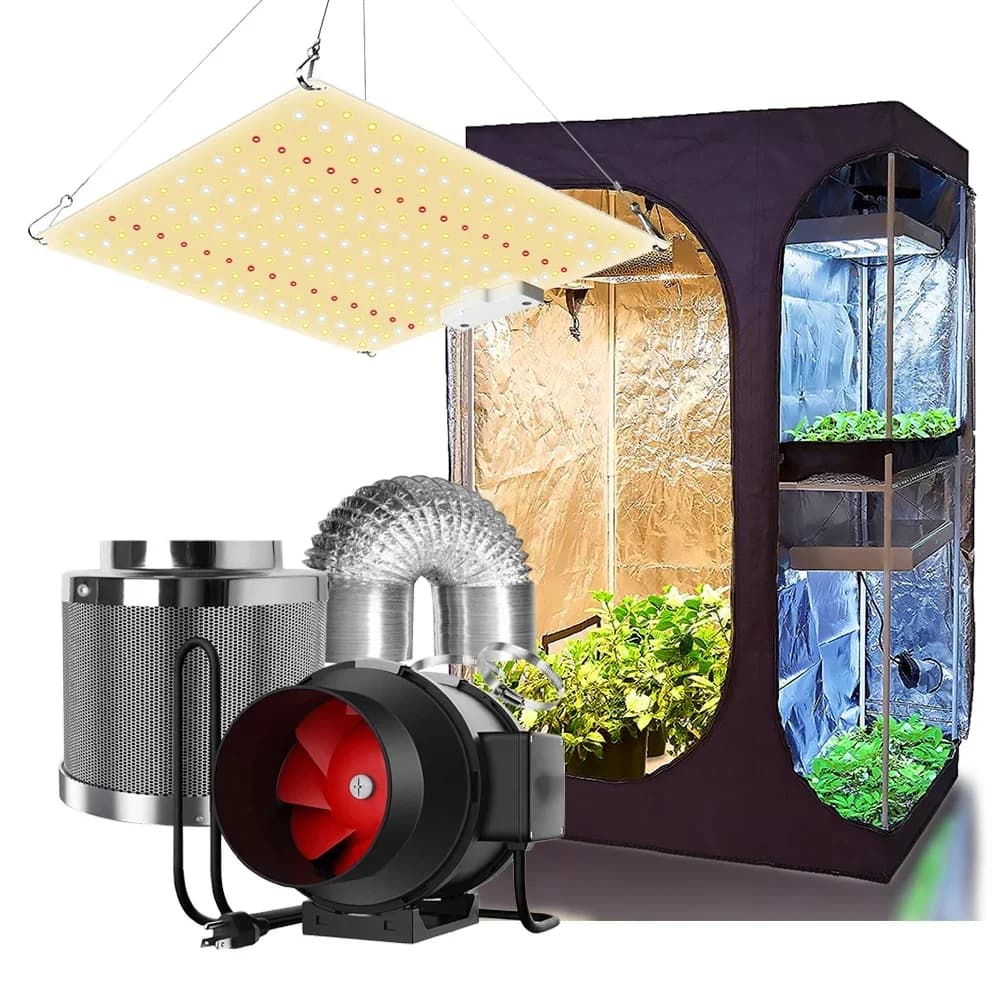 Kweektent Hydrocultuur Set Growbox Volledige Kit 2000W Led Grow Light + 4 "/ Carbon Filter Combo Meerdere size Greenhous Indoor Groeiende