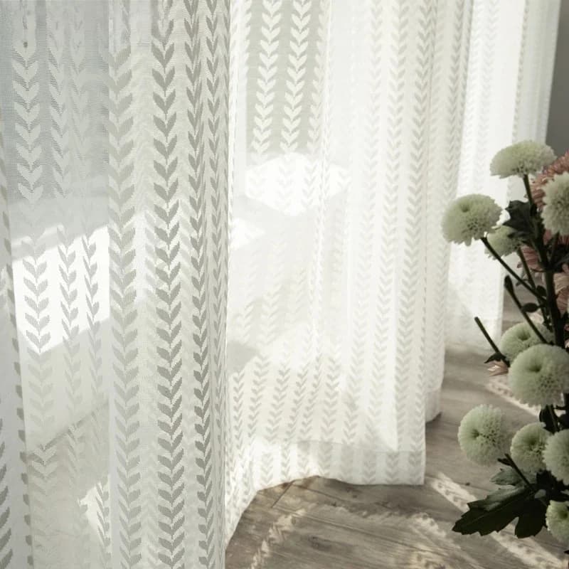 Bladeren Jacquard Tule Gordijnen Voor Woonkamer De Slaapkamer Moderne Sheer Gordijnen Voor Raam Dikke Stof Jaloezieën Gordijnen
