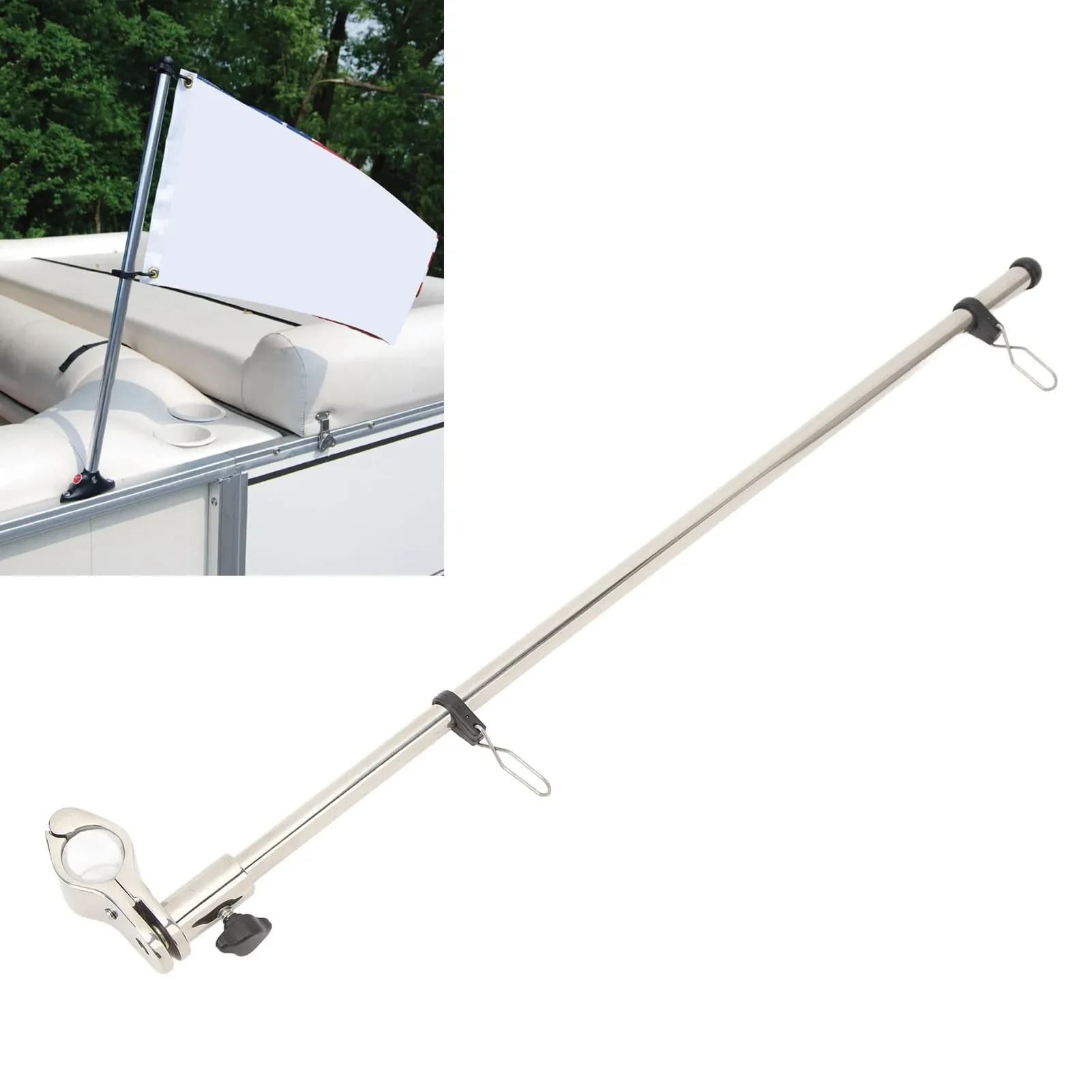 560mm/22.0in Marine Grade Rail Mount Vlaggenmast 560mm RVS Vlaggenmast Voor Boot Jacht 22.2 tot 25mm Pijp Diameter Rail