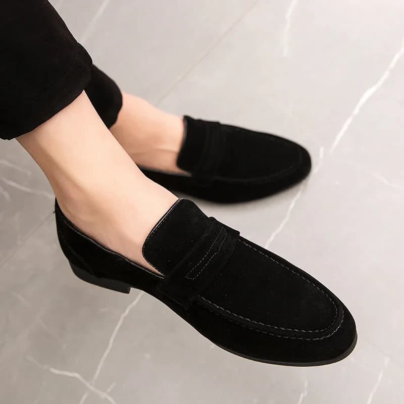 Suède Oxfords Schoenen Voor Mannen Loafers Toevallige Slip Op Luxe Mannen Dress Schoenen Office Wedding Party Schoenen Man Mocassins zwart