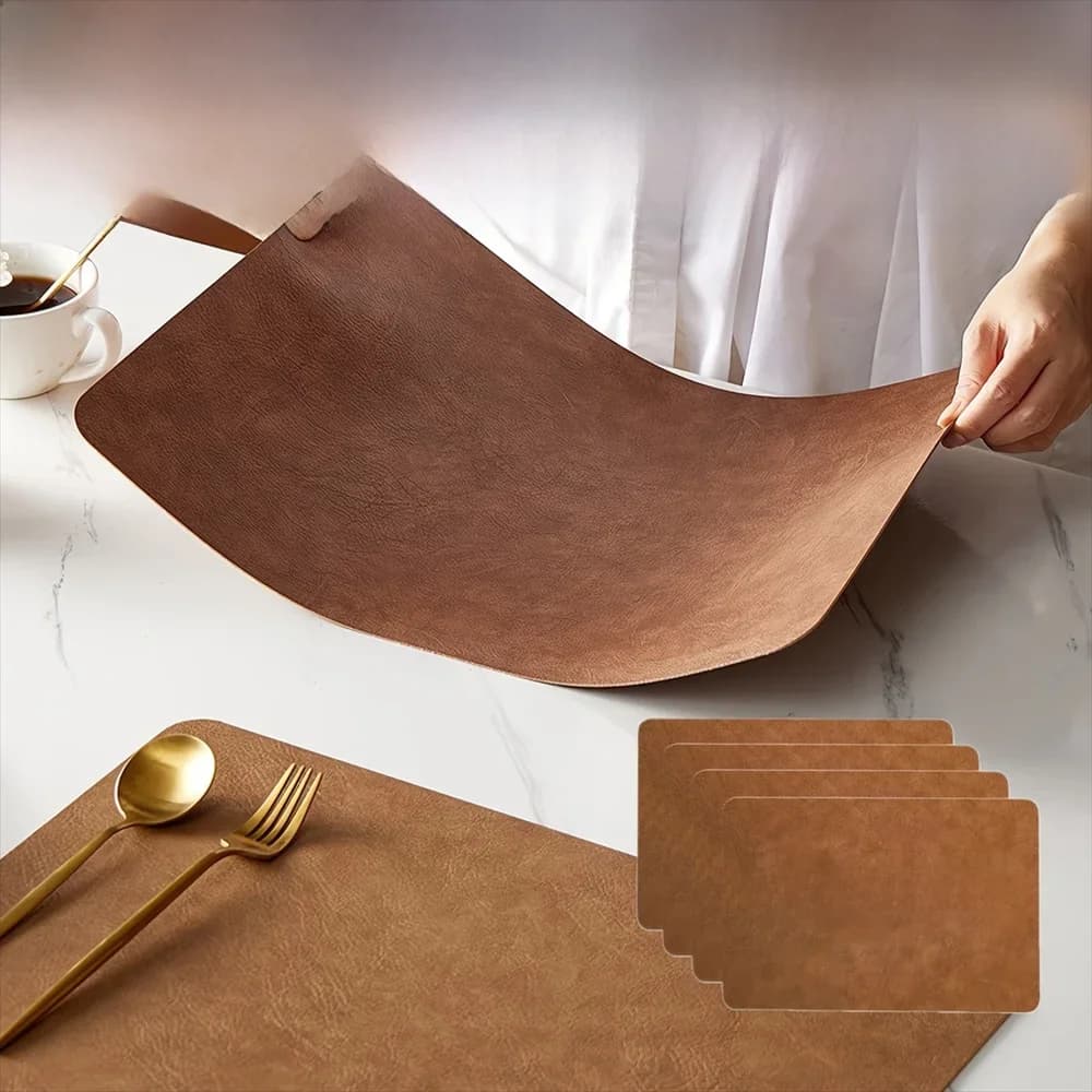 Vierkante Imitatie Kunstleer Keuken Eettafel Isolatie Placemat, Restaurant Decoratie Isolatie Tafelmat 1/4/6pcs