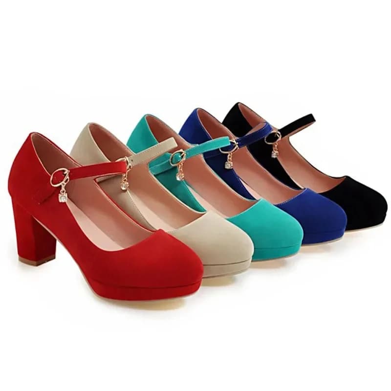 Custom Plus Size 43 Dames Platform Schoenen Lente Herfst Snoep Kleur 7.5 Cm Hoge Hakken Mary Janes Pompen Kantoor Dame Schoenen WSH5248