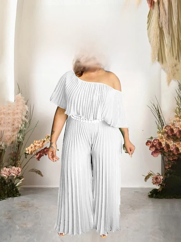 Lange Jumpsuit Voor Dames Zomer Elegante Jumpsuit Off Shoulder Sexy Geplooide Jumpsuit Plus Size Groothandel Dropshipping