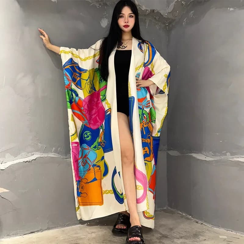 Winyi Kimono Afrika Zomer Boho Print Strand Outfits Voor Vrouwen Cover-Up Lange Jas Elegante Jas Strand Outfits Voor Vrouwen Maxi Jurk