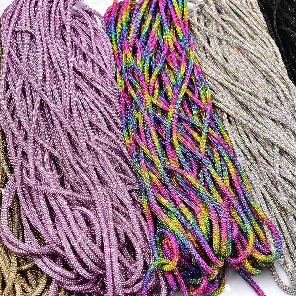 5 Yards/Lot 6Mm Gekleurd Glas Diamant Kristal Katoen Koord Bling Strass Strass Strass Touw Strips Voor Hoodie Kleding Accessoires