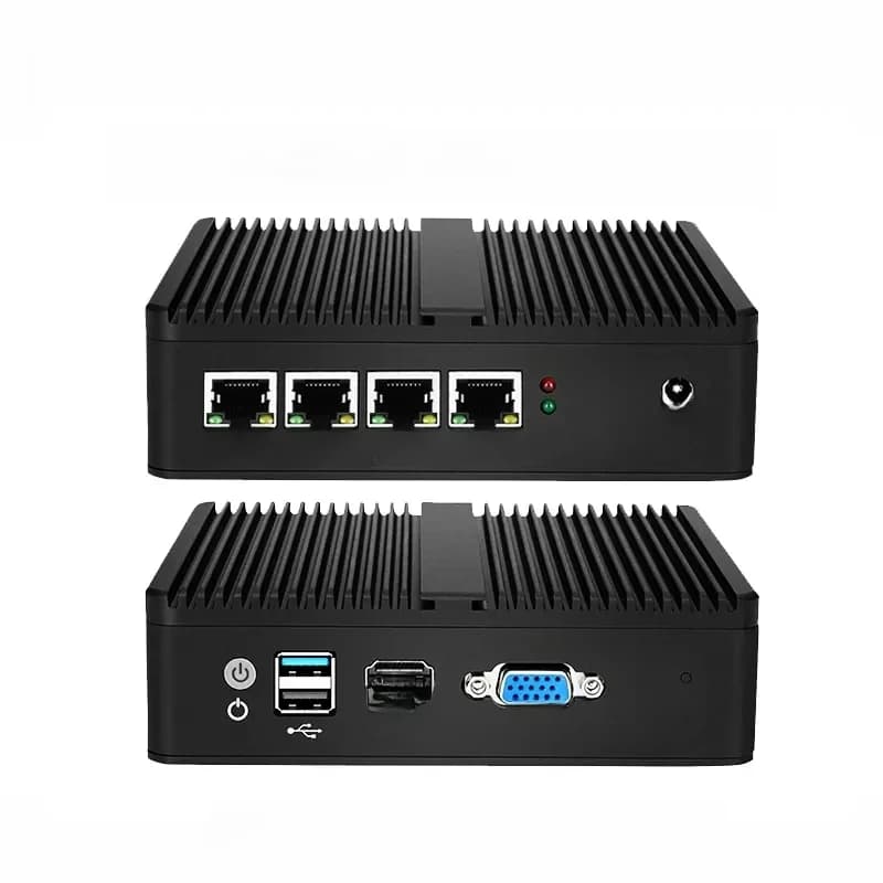 Mini PC zonder ventilator Intel J1900 J4125 N2830 4LAN Gigabit i211 i225 NICs MINI Computer PfSense Server Firewall Box Router PC