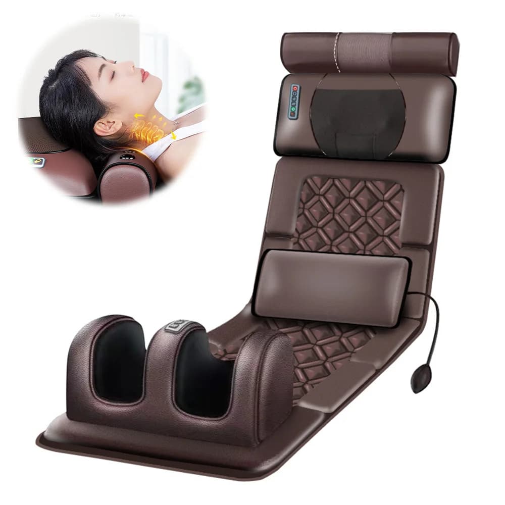 Elektrische massagematras met vibratie- en verwarmingsfunctie, massagekussen voor nek, rug, voeten, massage van het hele lichaam, verlichting van pijn