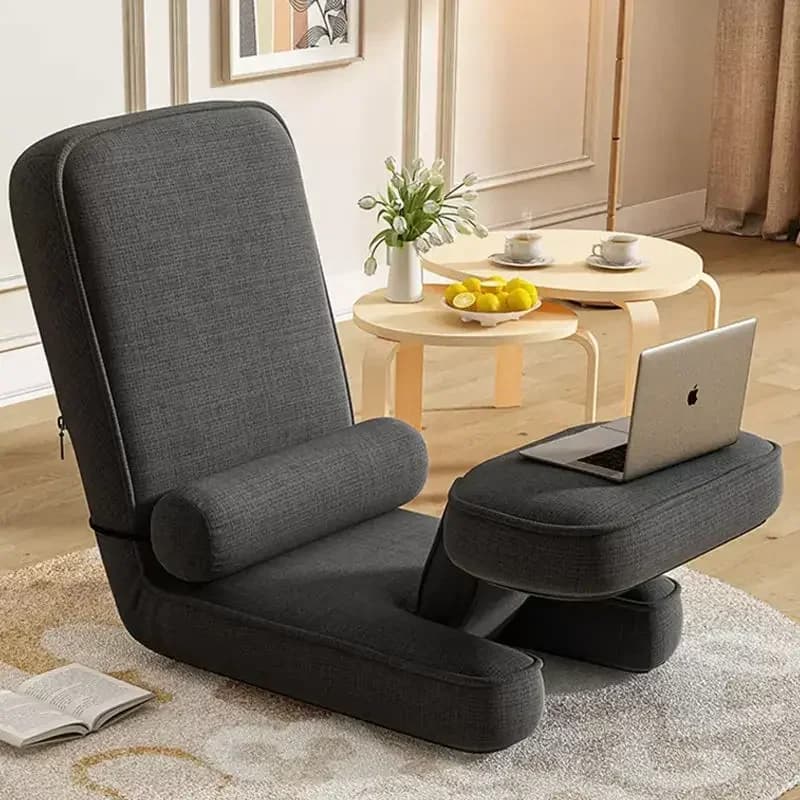 4in1 Verstelbare Chaise Lounge Bank, Luie Slaapbank Op De Vloer, Opvouwbaar Gewatteerd Ligbed Met Kussenbank