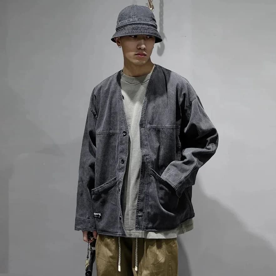 Mannen Japan Koreaanse Streetwear Cityboy Vintage Mode Losse Causale Denim Kimono Jas Vrouwen Lente Herfst Jeans Jas Bovenkleding