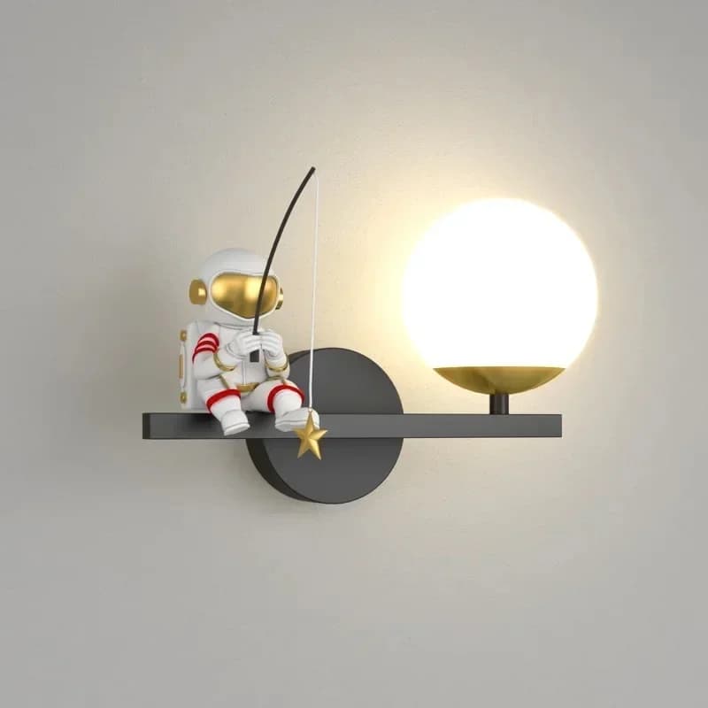 Moderne Huis Kinderen Maan Cartoon Achtergrond Wandverlichting Minimalistische Creatieve Astronaut Slaapkamer Bed Schans Lampen Voor Kamer