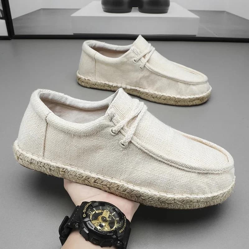 Zomer Mode Canvas Mannen Casual Schoenen Handgemaakte Weven Visser Schoenen Mode Toevallige Platte Espadrilles Rijden Schoenen Big Size