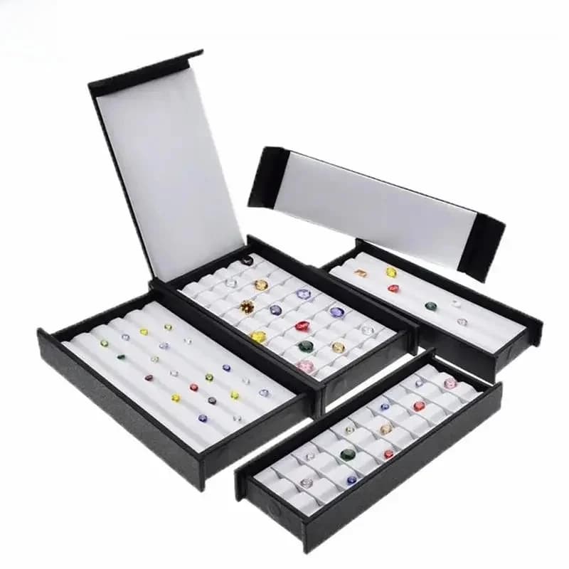 Groothandel Sieraden Gem Display Box Case Losse Diamant Storage Tool Munt Pot Show Tray Gem Pot Edelsteen Organisator Houder Container