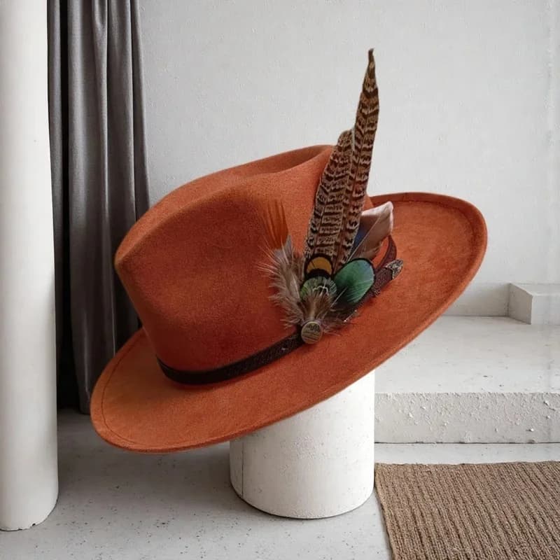 Karamel suède hoed DIY fedora hoed kleine turn-up herenhoed retro jazzhoed dames rollenspelhoed herenhoed gorras voor hombres
