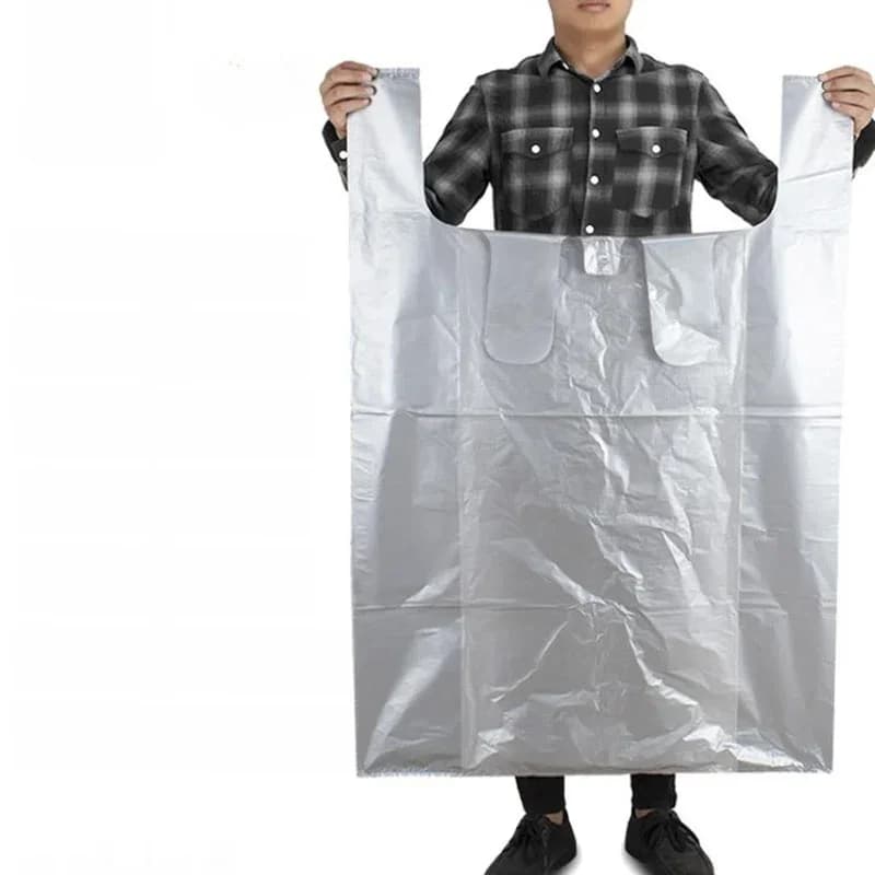 Zilvergrijze grote plastic zak, vesttas, verdikte grote kledingverpakking, logistieke tas met grote tas