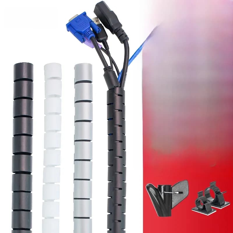 5/10M Flexibele Spiraalkabel Organizer Opslag Pijpsnoer Computer Kabelhouder Organizer Lengte Flexibele Spiraalbuis Organiseren