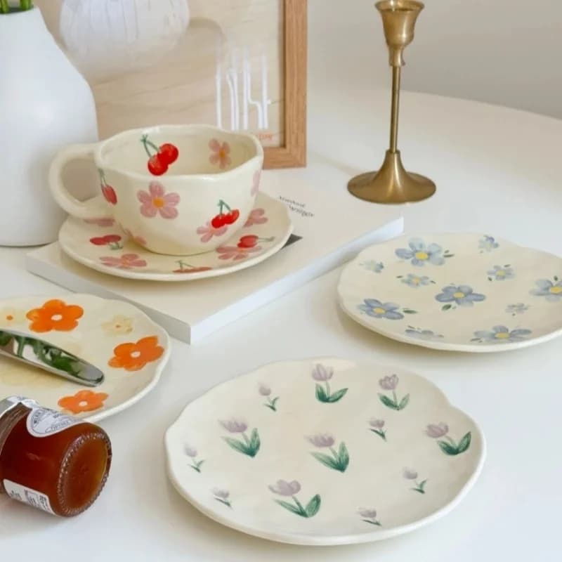Keramische mokken Leuke handgeknepen onregelmatige bloem Hartpatroon Koffiekopje Ins Stijl Drinkgerei Keuken Ontbijt Melk Theekopjes
