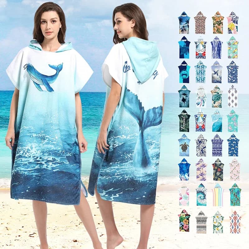 Sneldrogende ponchohanddoek Duiken Surf Veranderende badjas Ponchohanddoek met capuchon Microvezel absorberende zwembadhanddoek Badjas Strand
