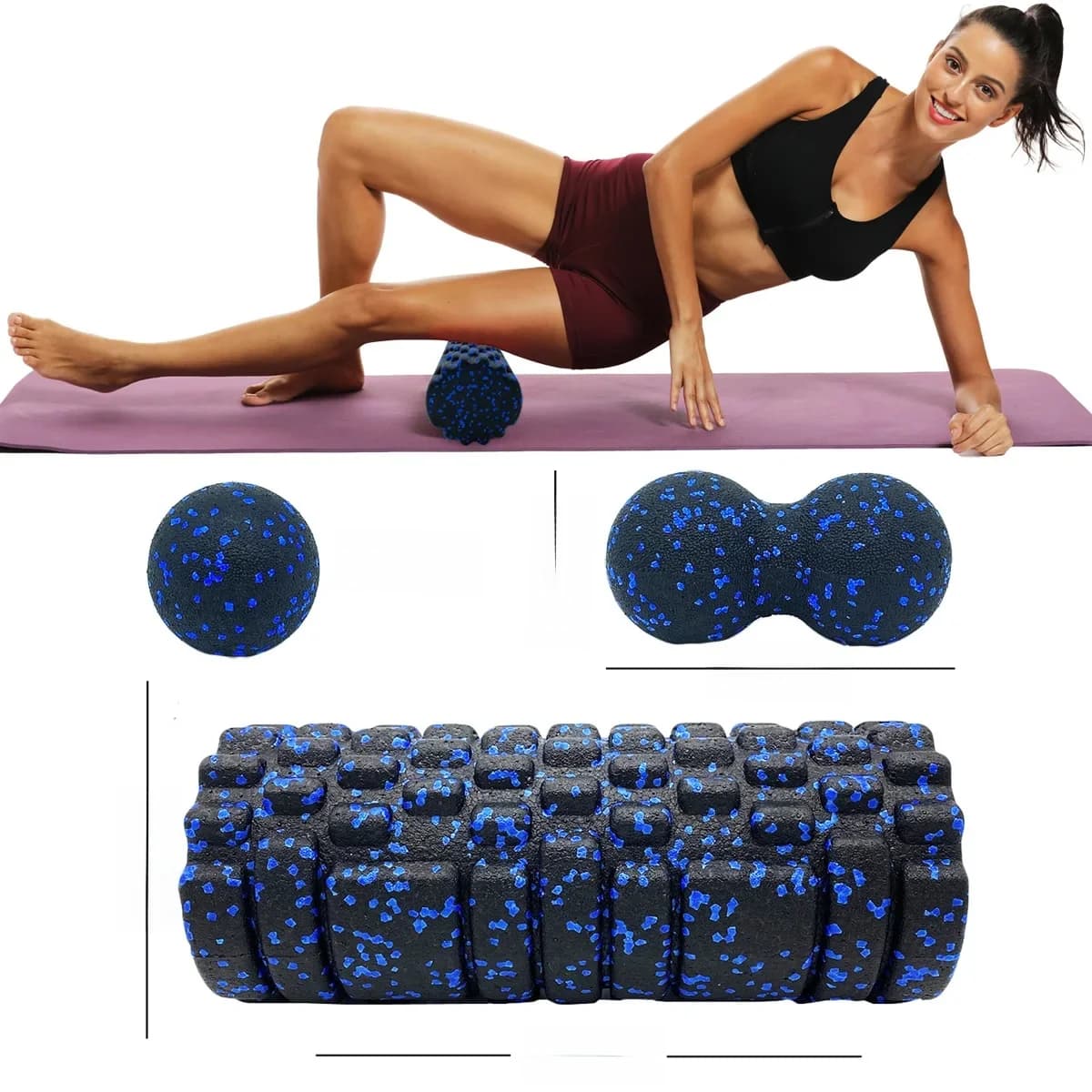 3 stks yoga roller massage pinda bal set EPP fitness schuim kolom voor rugpijn benen heup diep weefsel stretching gym spier ontspannen