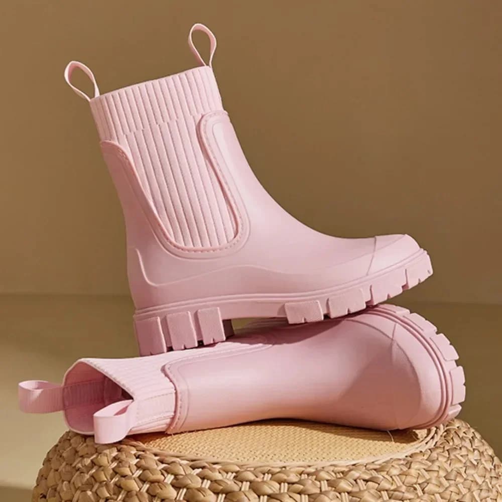 Waterdichte rubberen schoenen voor dames, elastische mond, damesregenlaarzen, laag uitgesneden regenschoenen, waterdichte en antislip dameslaarzen