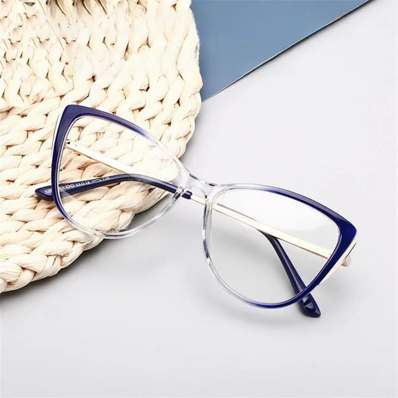 0 -0.5 -0.75 Tot -6.0 Vrouwen Anti Blauw Licht Cat Eye Bijziend Bril Recept Brillen Metalen Lente Been Dioptrie bril