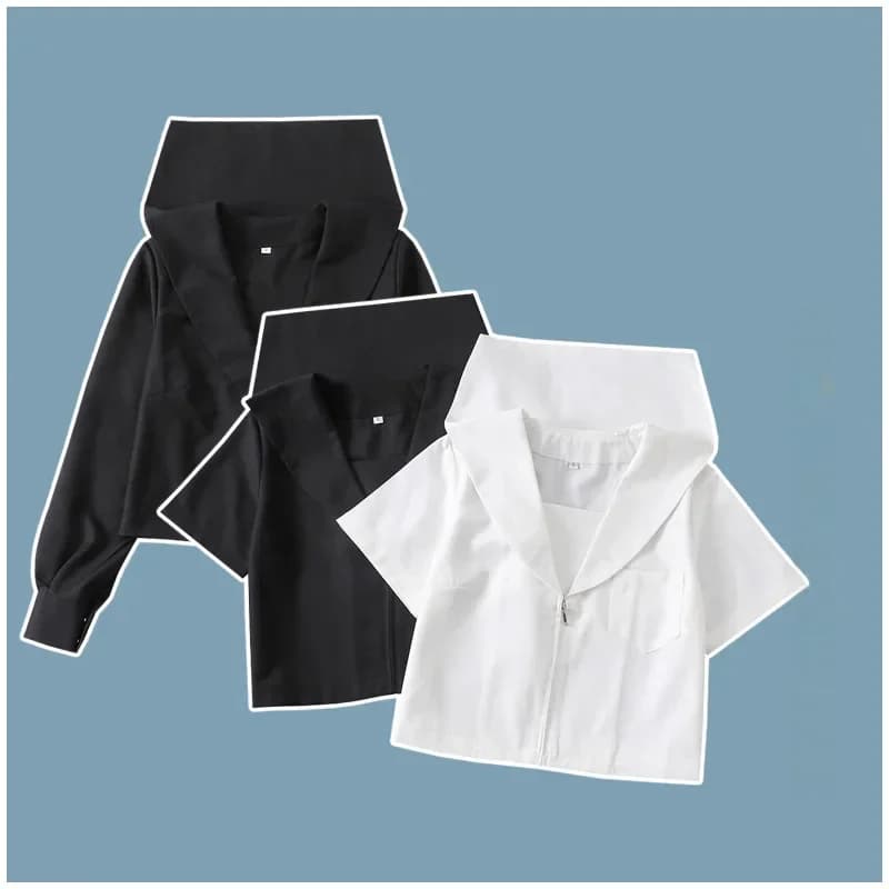 Japanse Seifuku Meisje Wit Zwart Zomer Korte Mouw Basic Sailor Suits Tops School Jk Uniform Studenten Kleding Alle-wedstrijd