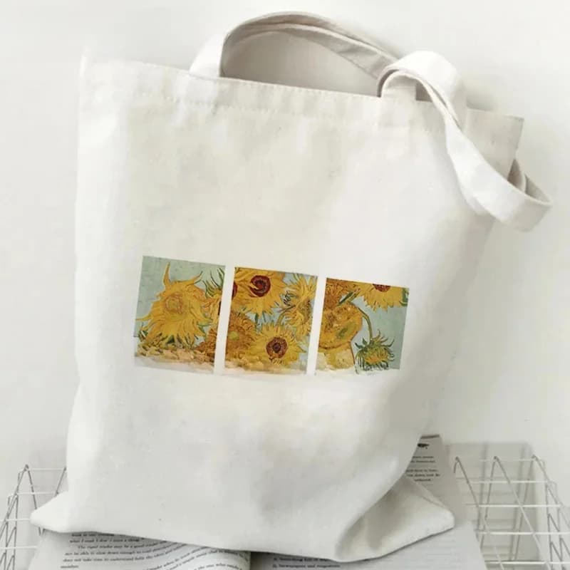 Van Gogh boodschappentas winkelen shopper kruidenier eco handtas draagtas sacola geweven grijper