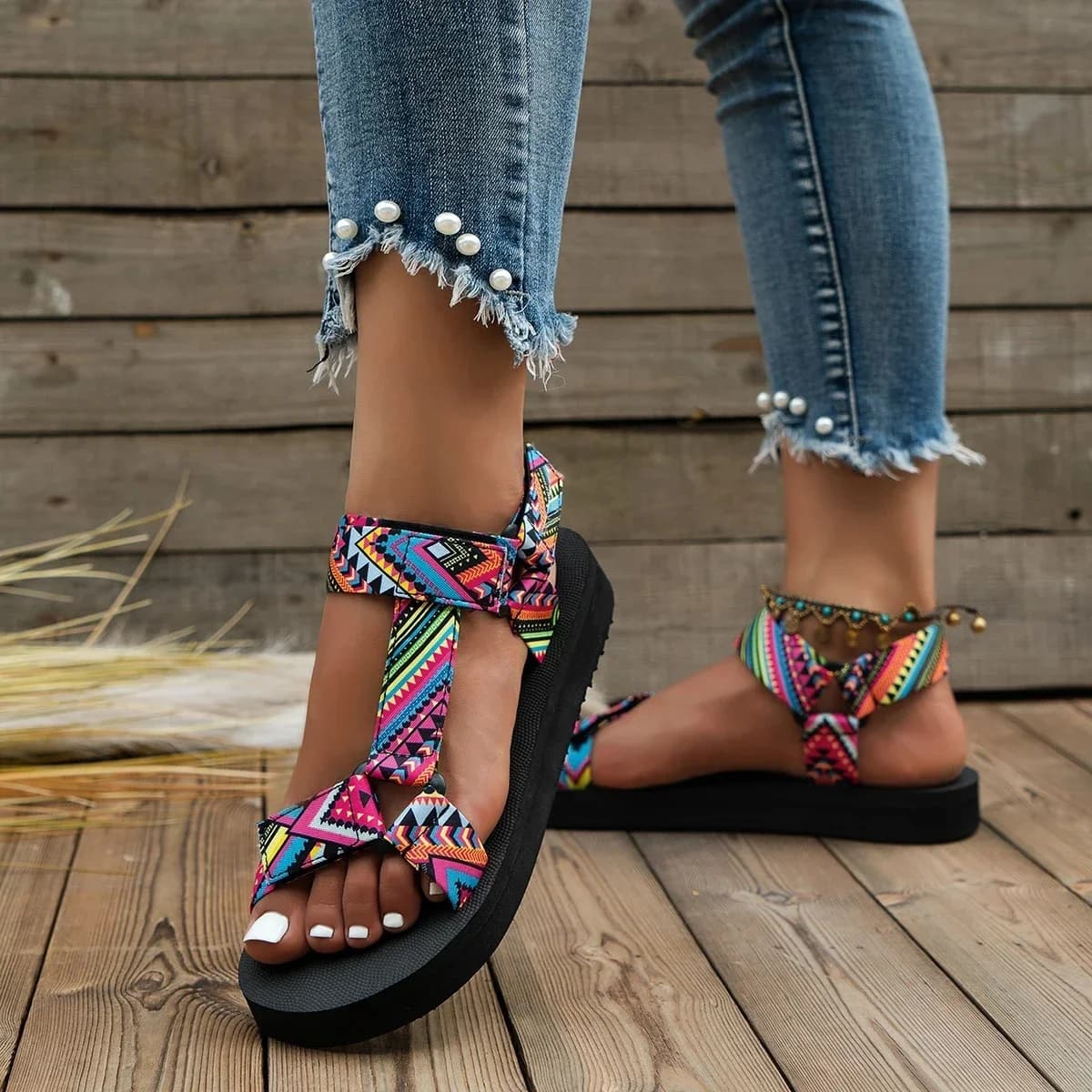 2023 Zomer Platte Damesschoenen Hennep Touw Set Strandsandalen Outdoor All-Match Casual Slippers Grote Maat Damessandalen