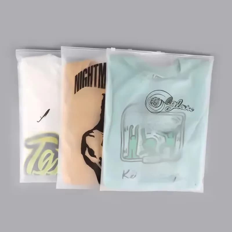 Op Maat Gemaakte Logo Kleding Verpakking Tas Frosted Rits Tas T-Shirt Badpak Opbergtas Corporate Product Verpakking Print Logo