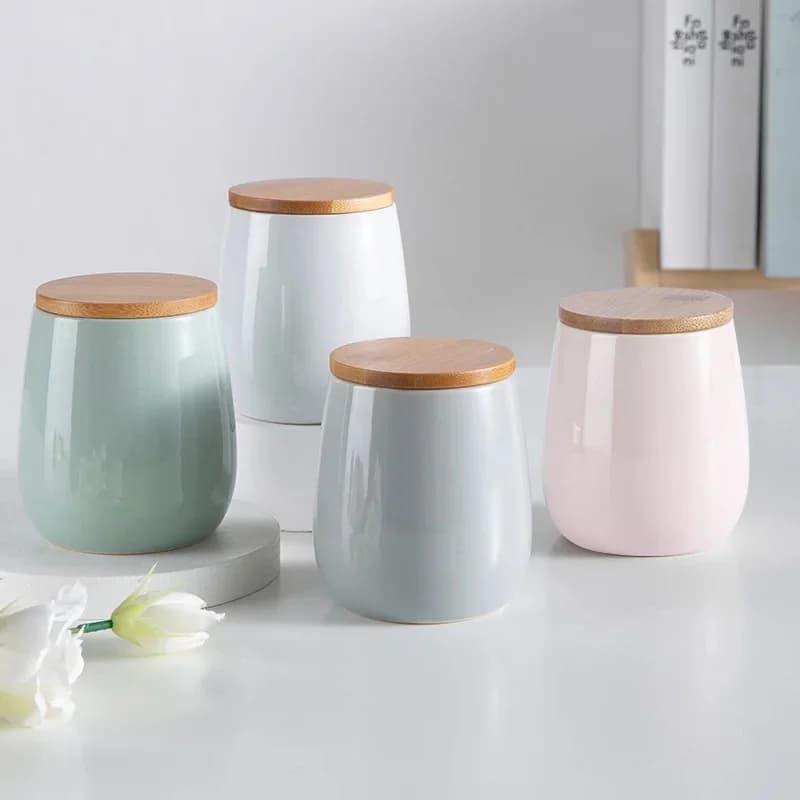 Moderne minimalistische keramische houten deksel verzegelde pot keukenopslag benodigdheden opslagpot diversen granen koffie thee voedselpot