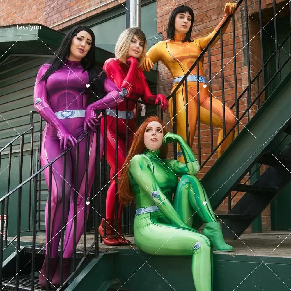Film & TV Totally Spies Cosplay Kostuums Clover Ewing Samantha Simpson Alexandra Jerry Cosplay voor Vrouwen Spandex Jumpsuits