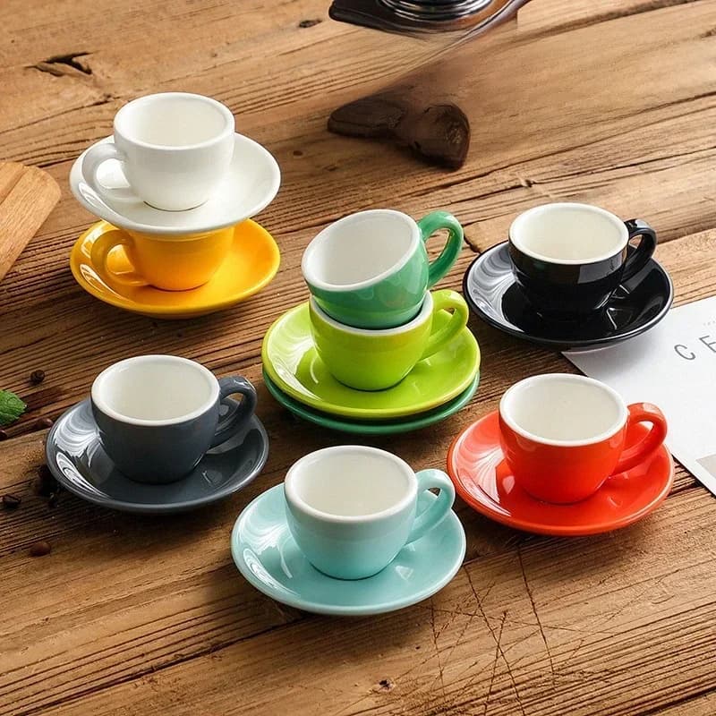 1 Set Gekleurde Keramische Koffiekopje Set Espressokopjes Porselein Afternoon Teacup Ontbijt Melk Mok Leuke Aardewerk Mokken Groothandel