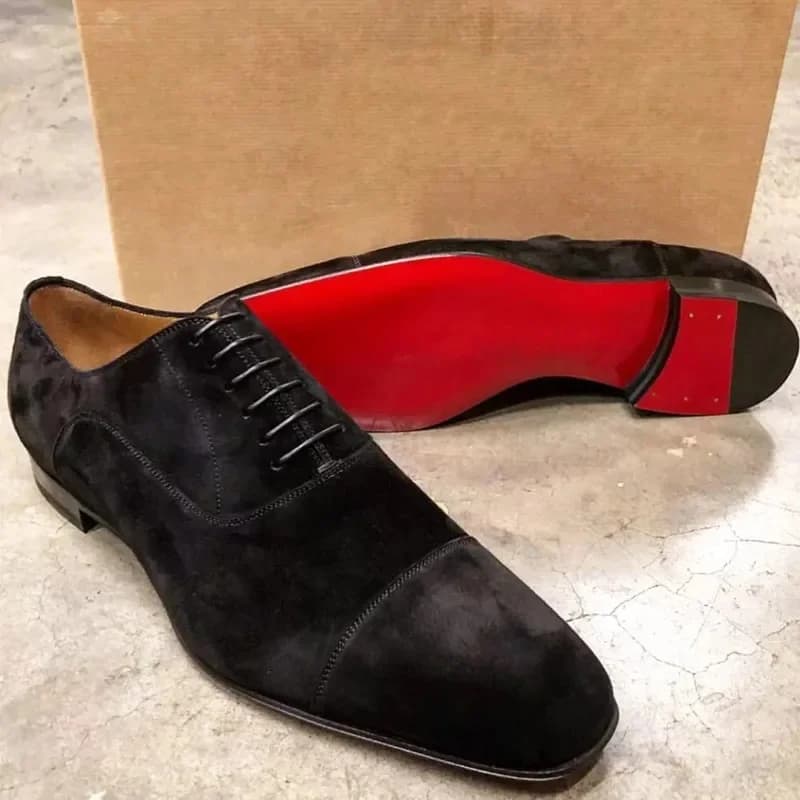 Nieuwe Rode Zool Herenschoenen Zwart Kudde Derby Schoenen Ademende Handgemaakte Herenschoenen Chaussures Pour Hommes