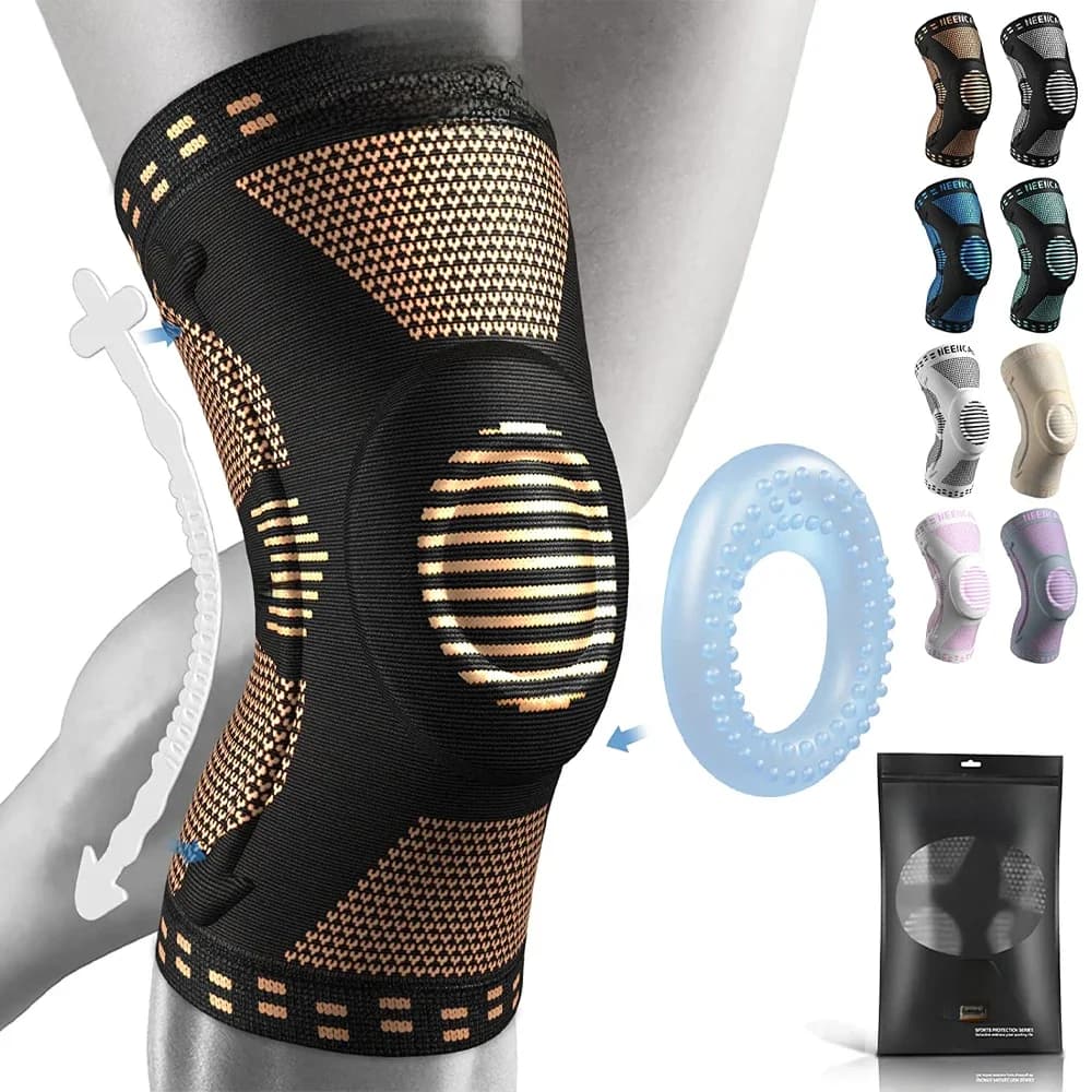 NEENCA Koperen Kniebrace Kniesteun met Patella Gel Pad & Zijstabilisatoren voor Kniepijn Sport Artritis ACL Gewrichtspijn Verlichting