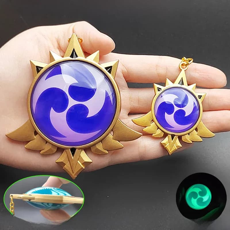 7-9Cm Game Impact Vision Lnazuma Wendi Xiao Sleutel Cosplay Ketting Lichtgevende 7 Elementen Wapens Oog Van Originele God Speelgoed Sleutelhanger