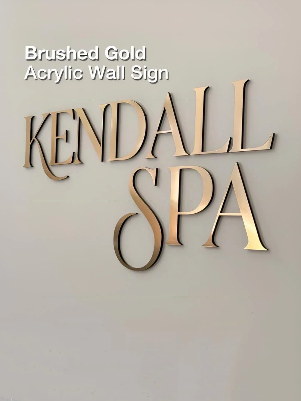 Op maat gemaakt acryl logo bord, wandmontage, groot bedrijfsbord, gepersonaliseerd, geblushd spiegelacryl voor salon, kliniek, kantoor
