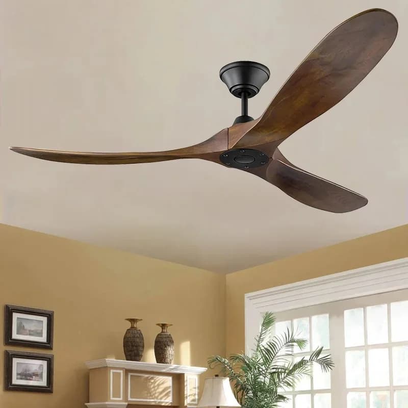60 Inch Dc Plafond Ventilator Industriële Vintage Houten Plafon Dventilator Met Geen Licht Remete Controle Decoratieve Fans Ventilateur