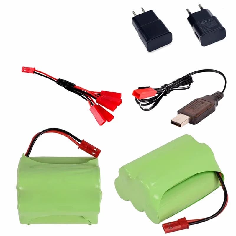 (JST-stekker) NiMH 6v 2400mah batterij + USB-oplader voor Rc-speelgoed Auto's Tanks Robots Boten Vrachtwagens Guns AA 6v oplaadbare batterij
