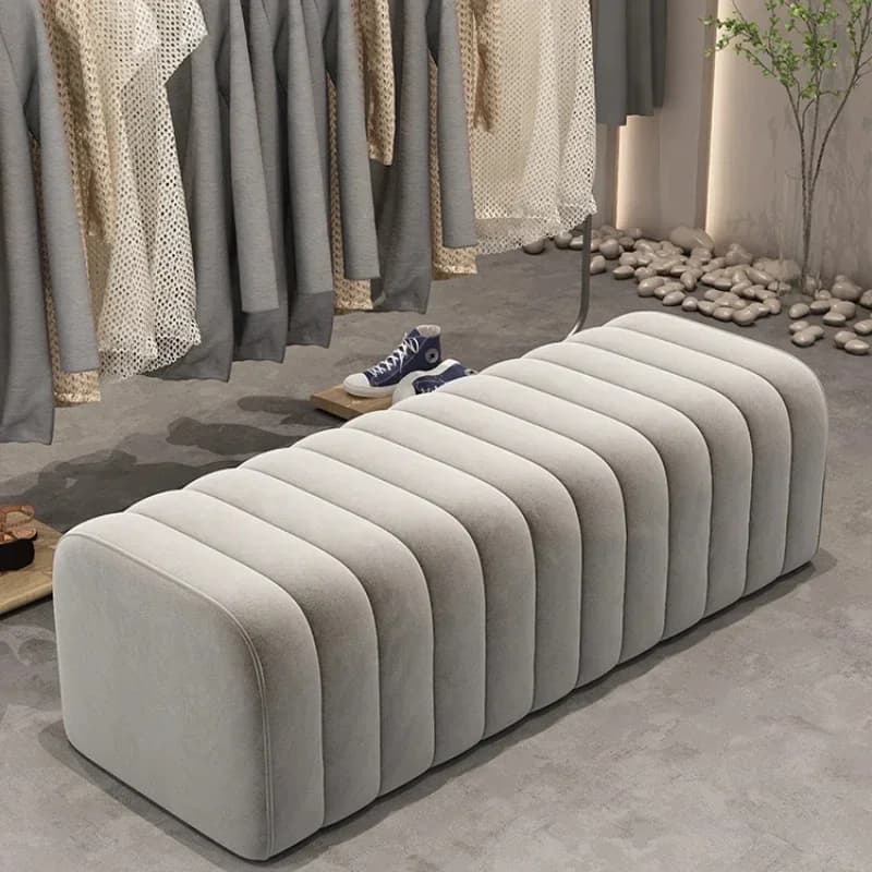 Moderne fluwelen bedeindbank - Halrust Voeten Lange fauteuil Ingangsontwerp Zachte schoenenbank Scandinavische make-up Lage kruk Meubilair