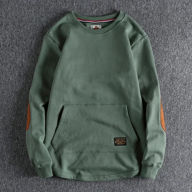 Herfst Winter Nieuwe Amerikaanse Retro Zwaargewicht Fluwelen Kangoeroezak Sweatshirts Mannen Eenvoudige Puur Katoen Gewassen Casual Sportwear