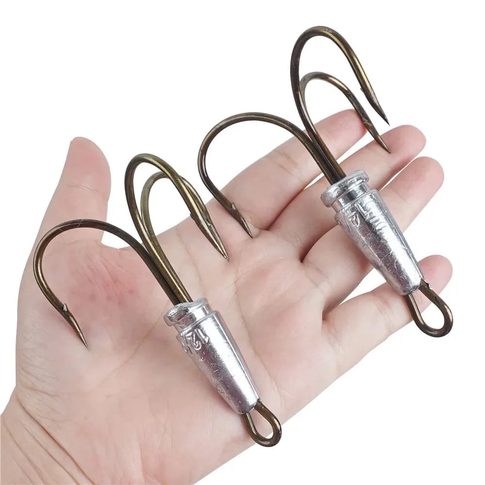 10 Stuks Haken Haken Gewogen Treble Haken Grote Hoge Tonen Bunker Haak Voor Zalm Bas Vissen Haken 30G 40G 60G 80G